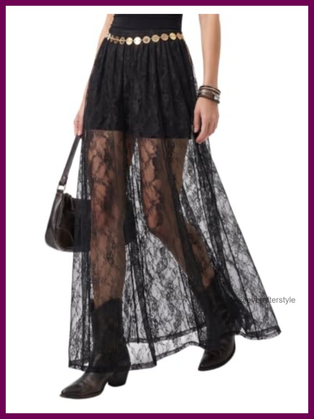 Lace Sheer Long Maxi A-Line Skirt Gothic Renaissance Style